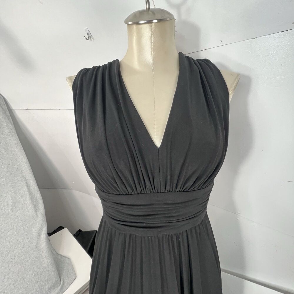 Suzi Chin Maggy Boutique Pleated Little Black Dress Cocktail Dinner 4 - Picture 6 of 16